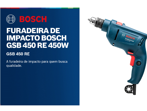 Promoção de Furadeira de Impacto Bosch GSB 450 RE 450W 220V