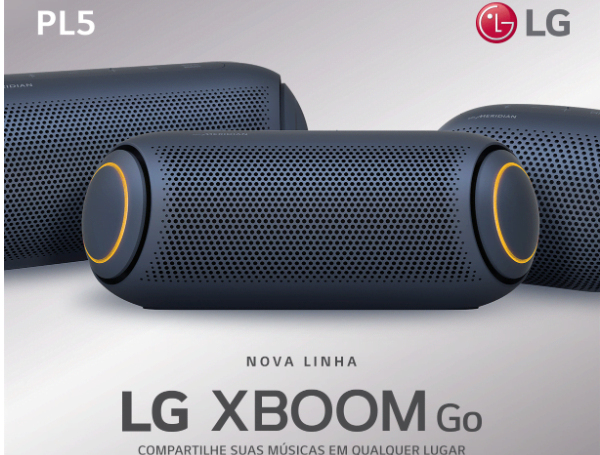 Promoção de Caixa de Som Portátil LG XBOOM GO PL5 Meridian Bluetooth Surround 18 Horas de Bateria IPX5 Preto