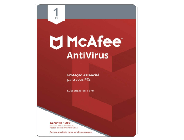 Promoção de McAfee Antivírus – Programa Premiado De Proteção Contra Ameaças Digitais, Programas Não Desejados, 1 PC – Cartão – 2021 – Windows