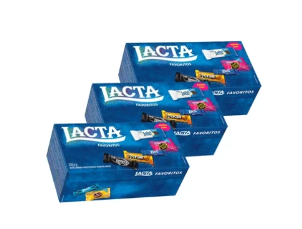 Promoção de Kit Caixa de Bombom Lacta Favoritos 250,6g 3 Unidades