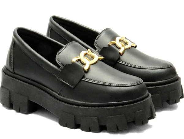 Promoção de Mocassim Feminino Tratorado GuGi Com Metal Oxford Plataforma Tamanho 34/35
