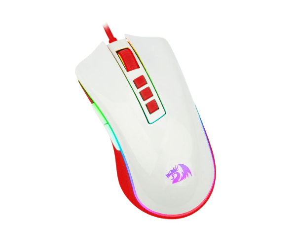 Promoção de Mouse Gamer Redragon Cobra RGB 12400DPI 8 Botões Branco e Vermelho M711C
