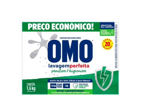 Promoção de Sabão em Pó Omo Lavagem Perfeita Sanitiza e Higieniza Concentrado 1,6kg