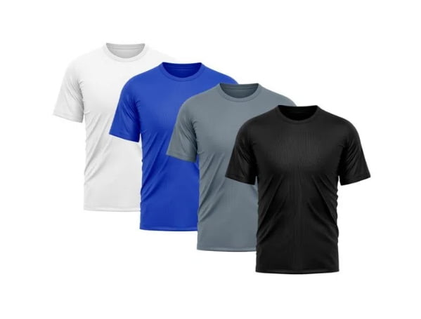 Promoção de Kit 4 Camisetas Masculina Dry fit Proteção Solar UV Básica Lisa Treino