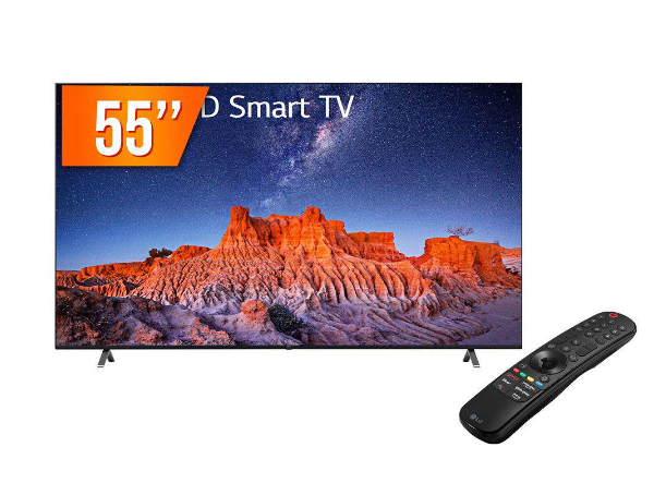 Promoção de Smart TV LED 55″ Ultra HD 4K LG 55UQ801C0SB.BWZ ThinQ AI 3 HDMI 2 USB Wi-Fi Bluetooth