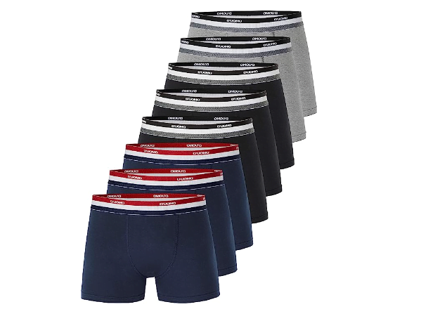 Promoção de Kit 8 Cuecas Boxer Algodão Duomo Masculino Marinho/Preto/Mescla P