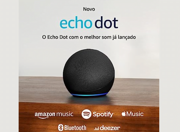 Promoção de Echo Dot 5ª geração o Echo Dot com o melhor som já lançado Preto