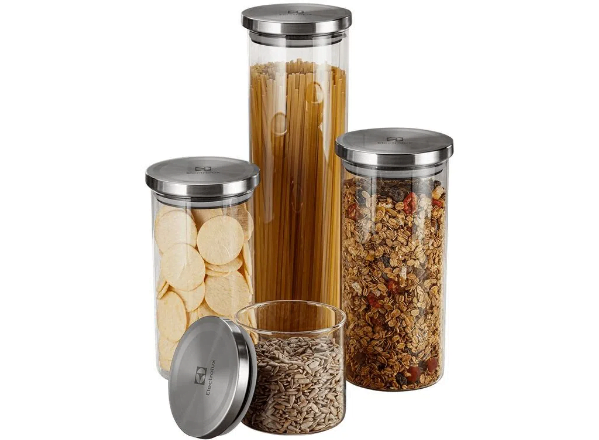 Promoção de Potes Herméticos Porta-Mantimentos com Tampa de Inox Electrolux 4 unidades