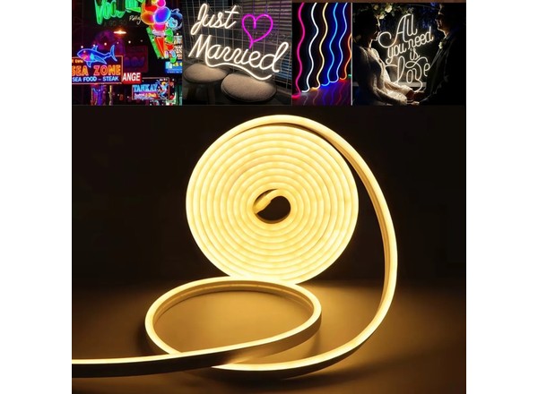 Fita LED Neon Flexível VLX 5m Branco Quente IP65