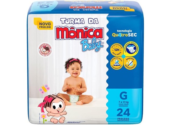 Fralda Turma da Mônica G 24 Unidades