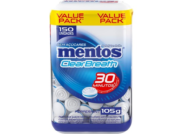 Pastilhas Mentos Clear Breath Peppermint Sem Açúcar